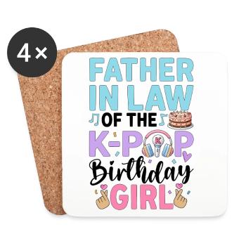 Father in Law of The K-Pop Birthday Girl - Coasters (set of 4) - white - Front