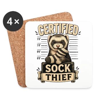 CERTIFIED SOCK THIEF - Coasters (set of 4) - white - Front