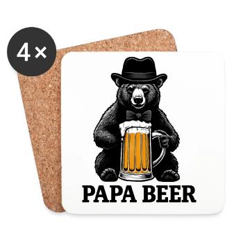 Papa Beer Vater Bär Bier Humor Geschenkidee - Untersetzer (4er-Set) - Weiß - Vorne