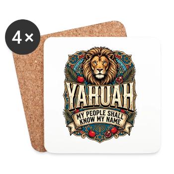 YAHUAH: My Name Banner - Coasters (set of 4) - white - Front