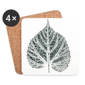Feuille de tilleul - Feuilles naturelles - Dessous de verre (lot de 4) - blanc - Devant