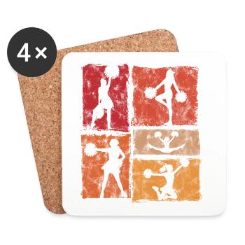 Cheer Squad Pom-pom Girl Sport Style Vintage - Dessous de verre (lot de 4) - blanc - Devant