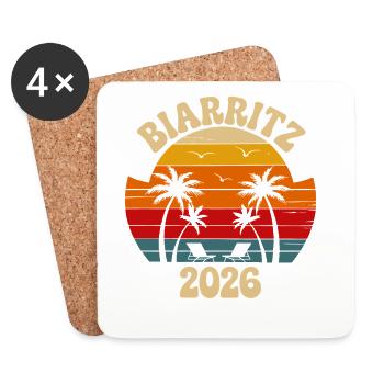 Biarritz Sunset 2026 Retro - Coasters (set of 4) - white - Front