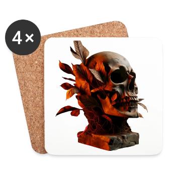Autumn skull with foliage - Coasters (set of 4) - white - Front