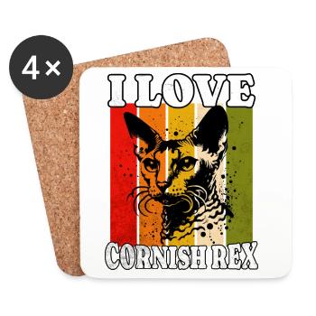 I Love Cornish Rex - Untersetzer (4er-Set) - Weiß - Vorne