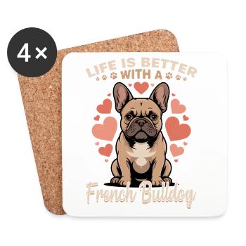 French Bulldog Frenchie Dog Breed - Untersetzer (4er-Set) - Weiß - Vorne