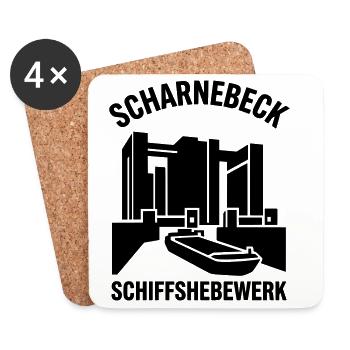 Scharnebeck Schiffshebewerk - Untersetzer (4er-Set) - Weiß - Vorne