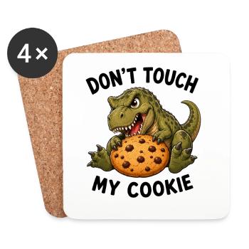 Cute Dinosaur T-Rex Cookie Cookie Saying - Coasters (set of 4) - white - Front