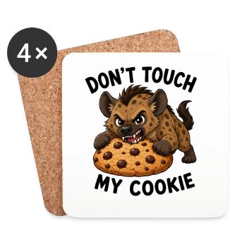 Cute Hyena Cartoon Cookie Don't Touch My Cookie - Coasters (set of 4) - white - Front