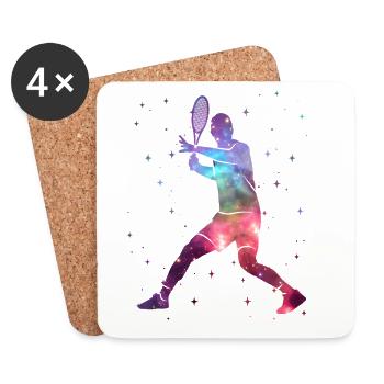 Tennis Players Space Enfants Garçons de tennis masculins - Dessous de verre (lot de 4) - blanc - Devant