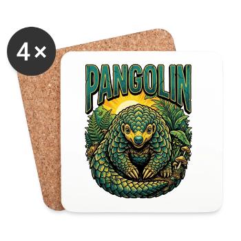 Pangolin Retro Vintage - Untersetzer (4er-Set) - Weiß - Vorne
