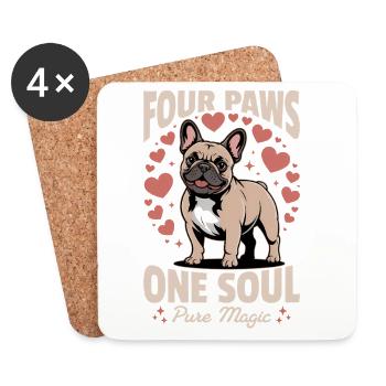 Bouledogue français Race de chien Frenchie - Dessous de verre (lot de 4) - blanc - Devant