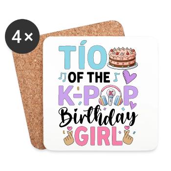 Tio de la fille d’anniversaire K-Pop - Dessous de verre (lot de 4) - blanc - Devant