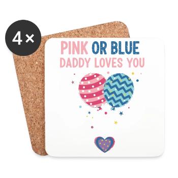 Révélation du genre : rose ou bleu Papa t’aime, bébé - Dessous de verre (lot de 4) - blanc - Devant