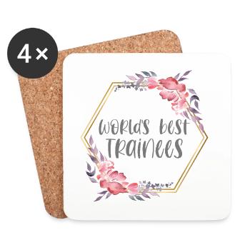 World's Best Trainees – Azubi Geschenk Danke - Untersetzer (4er-Set) - Weiß - Vorne