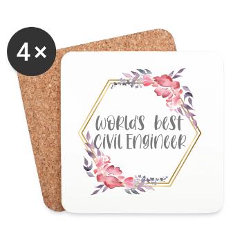 World's Best Civil Engineer – Thank You Gift - Coasters (set of 4) - white - Front