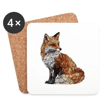 Renard - Dessous de verre (lot de 4) - blanc - Devant