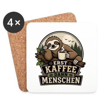 Erst Kaffee Dann Menschen - Untersetzer (4er-Set) - Weiß - Vorne