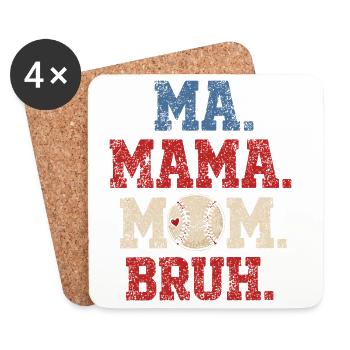 Mom Baseball Bruh Humor Gift Boy - Coasters (set of 4) - white - Front