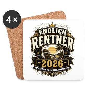 Endlich Rentner 2026 Urlaub im Ruhestand - Untersetzer (4er-Set) - Weiß - Vorne