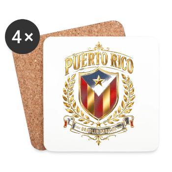 Puerto Rico Stolz Schild Wappen - Untersetzer (4er-Set) - Weiß - Vorne
