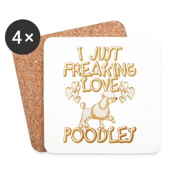 I Freaking Love Poodles – Ich liebe Pudel - Untersetzer (4er-Set) - Weiß - Vorne