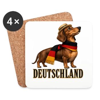 Dackel im Deutschland-Style - Untersetzer (4er-Set) - Weiß - Vorne