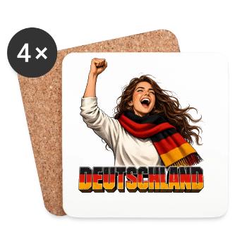 Deutschland Jubel im Retro-Stil - Untersetzer (4er-Set) - Weiß - Vorne