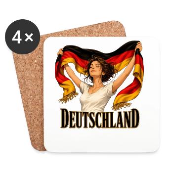 Deutschlandflagge Freiheitsheldin - Untersetzer (4er-Set) - Weiß - Vorne