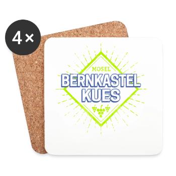 Bernkastel-Kues an der Mosel mit Retro Weintrauben - Untersetzer (4er-Set) - Weiß - Vorne
