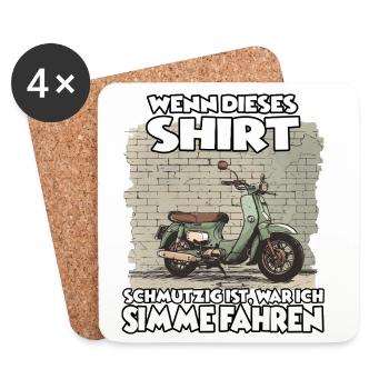DDR Simson-S51 Motiv– Ostblock Kult für Moped Fans - Untersetzer (4er-Set) - Weiß - Vorne