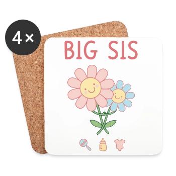 Gender Reveal Big Sis Big Sister Baby Shower Team - Coasters (set of 4) - white - Front