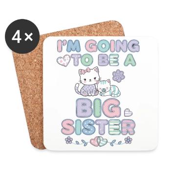 Je vais être une grande sœur Baby Shower Genre - Dessous de verre (lot de 4) - blanc - Devant
