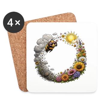Biene Honig Imker Honigwabe Blumen Wiese Insekt - Untersetzer (4er-Set) - Weiß - Vorne