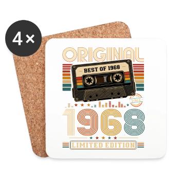58e anniversaire Gift Man Cassette Best of 1968 - Dessous de verre (lot de 4) - blanc - Devant