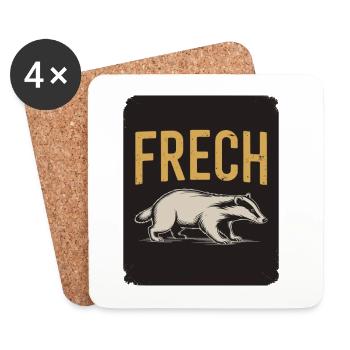 Frech Lustiger Dachs Spruch Frecher Dachs Tier - Untersetzer (4er-Set) - Weiß - Vorne