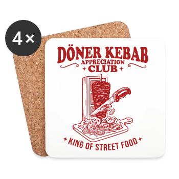 Döner Kebab Appreciation Club – Retro Design - Coasters (set of 4) - white - Front