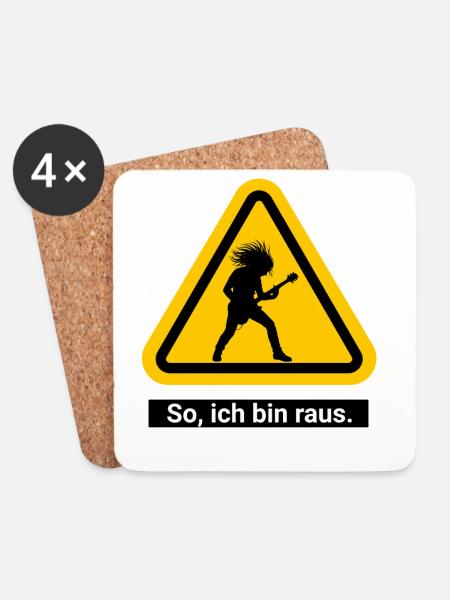 So, ich bin raus. Feierabend Warnschild - Untersetzer (4er-Set) - Weiß