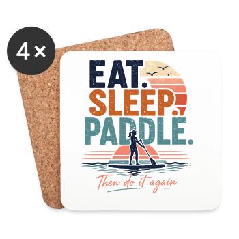 Eat Sleep Paddle SUP Shirt - Untersetzer (4er-Set) - Weiß - Vorne
