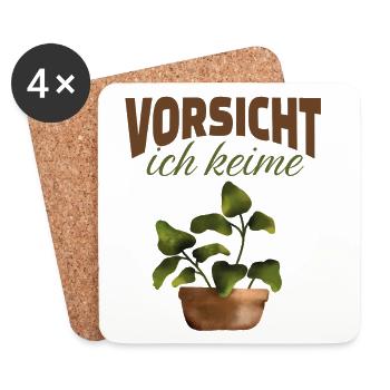 Vorsicht ich keime – Lustiges Pflanzen Design - Untersetzer (4er-Set) - Weiß - Vorne