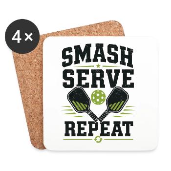 Pickleball Smash Serve Repeat Shirt - Untersetzer (4er-Set) - Weiß - Vorne