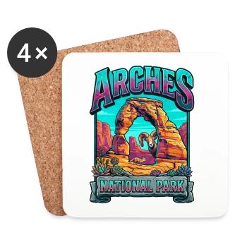 Arches Nationalpark Farbexplosion - Untersetzer (4er-Set) - Weiß - Vorne