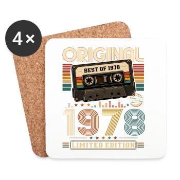 48th Birthday Gift Man Cassette Best of 1978 - Coasters (set of 4) - white - Front