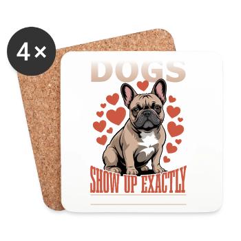 Bouledogue français Race de chien Frenchie - Dessous de verre (lot de 4) - blanc - Devant