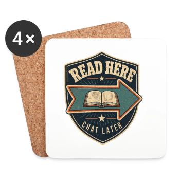 Silent Reading Club Read Here Chat Later - Coasters (set of 4) - white - Front