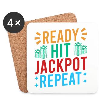Gambling Fan Ready Hit Jackpot Repeat Casino - Untersetzer (4er-Set) - Weiß - Vorne