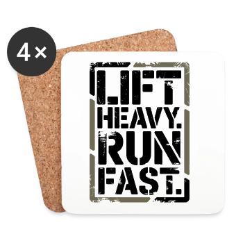 Lift Heavy Run Fast Gym Kraftsport Workout Fitness - Untersetzer (4er-Set) - Weiß - Vorne