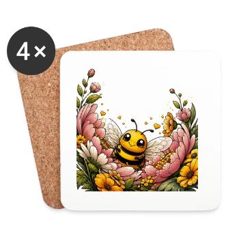 Abeille, apiculteur, apiculteur, abeille, abeille, insecte en nid d’abeille, - Dessous de verre (lot de 4) - blanc - Devant