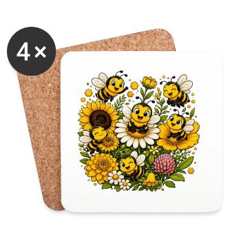 Abeille, apiculteur, apiculteur, abeille, abeille, insecte en nid d’abeille, - Dessous de verre (lot de 4) - blanc - Devant