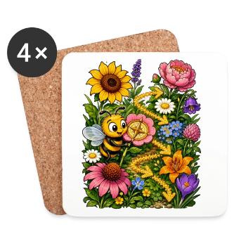 Biene Honig Imker Honigwabe Insekt Bienchen - Untersetzer (4er-Set) - Weiß - Vorne